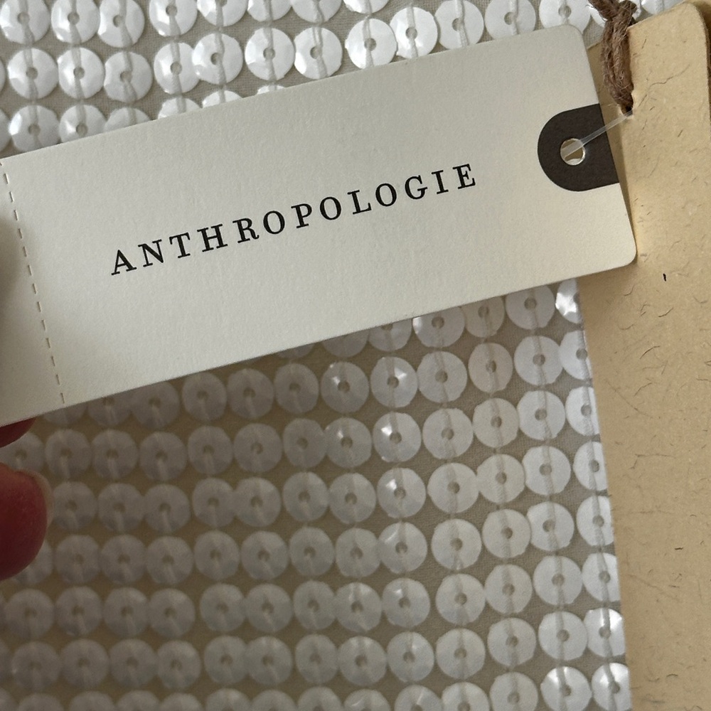Anthropologie Let Me Be Sequin Mini Dress Women’s Size XL. White, NWT - Picture 10 of 14